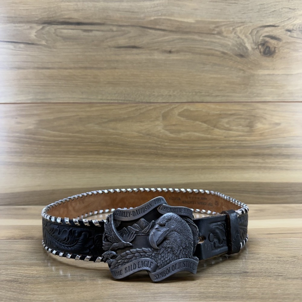 Harley Davidson Limited Edition Belt Buckle Mens 32 USA Made Eagle Barron 1994